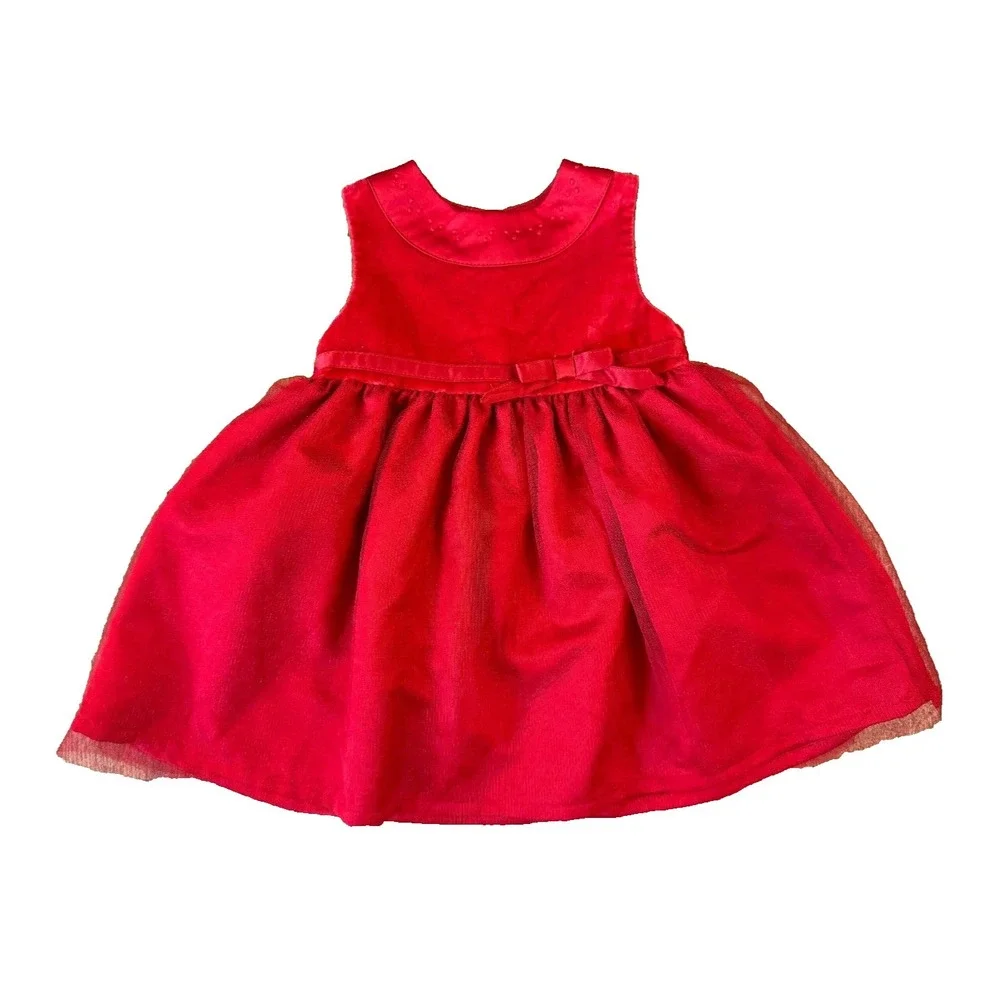 Carters Holiday Christmas‎ Dress Baby Girl 12 Months Red Sleeveless Bow Outfit